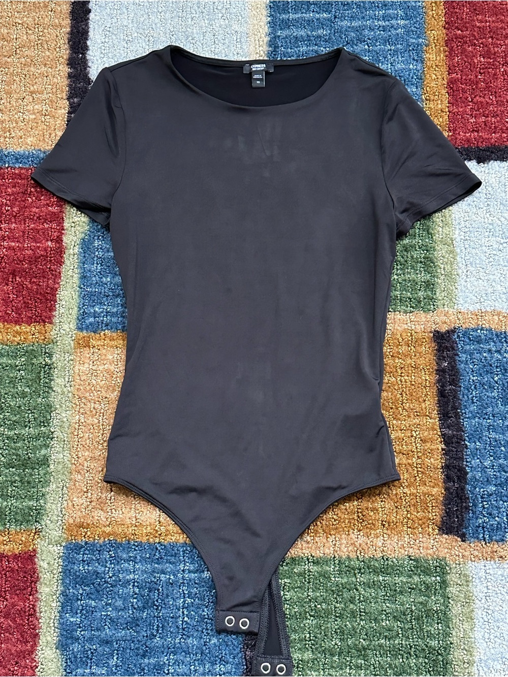 Express black stretch short sleeve bodysuit